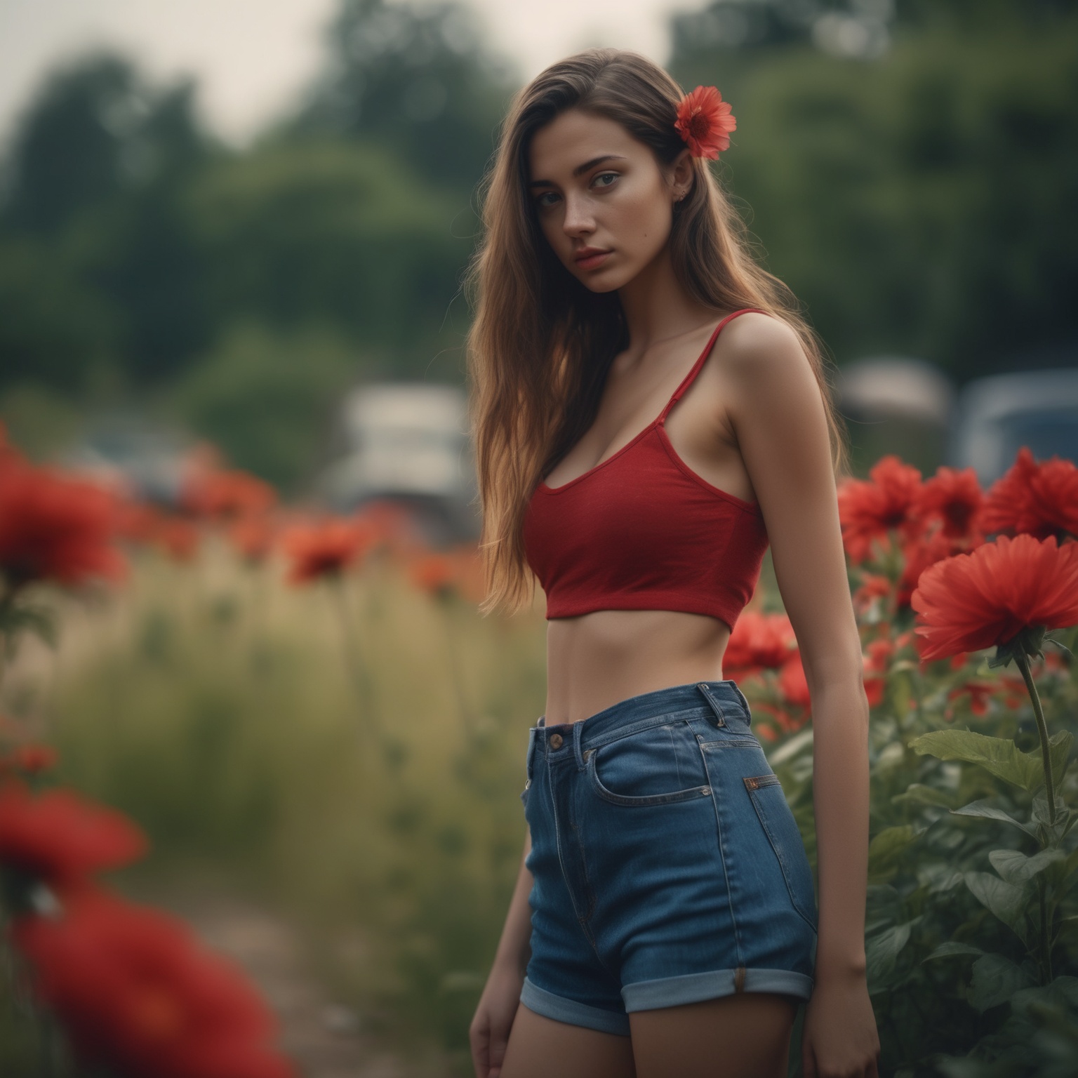 close hallf body eyes shoot cinematic film still of 1girl,  blurry,  blurry_background on Tensor.Art