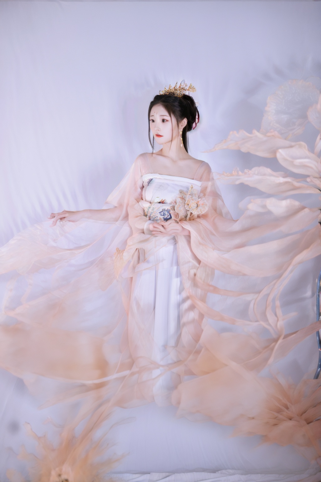 (1girl:1.3), (best quality, masterpiece, ultra high resolution),(photorealistic:1.3), (realistic:1.3), depth of field, (day:1.2), (cinematic lighting:1.2),  (PureErosFace_V1:0.8),(ulzzang-6500:0.3), beautiful face, near, facing to camera, full body, hanfu, <lora:GuZjq:0.8>