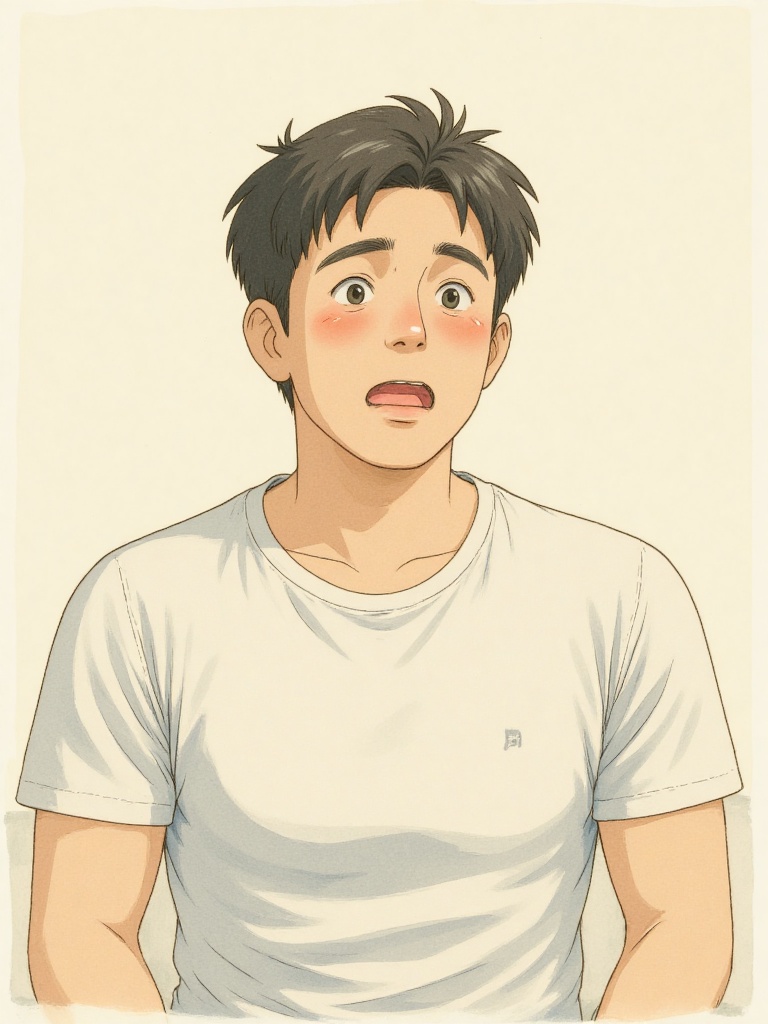 cpppppi,sketch,sketch,1boy,muscular,male focus,<lora:AIIvoryGoldAIv2:0.5>,ivorygoldai,shirt,sitting,crying,tears,open mouth,watercolor,looking up,looking_at_viewer,facing_viewer, . Ghibli character style,