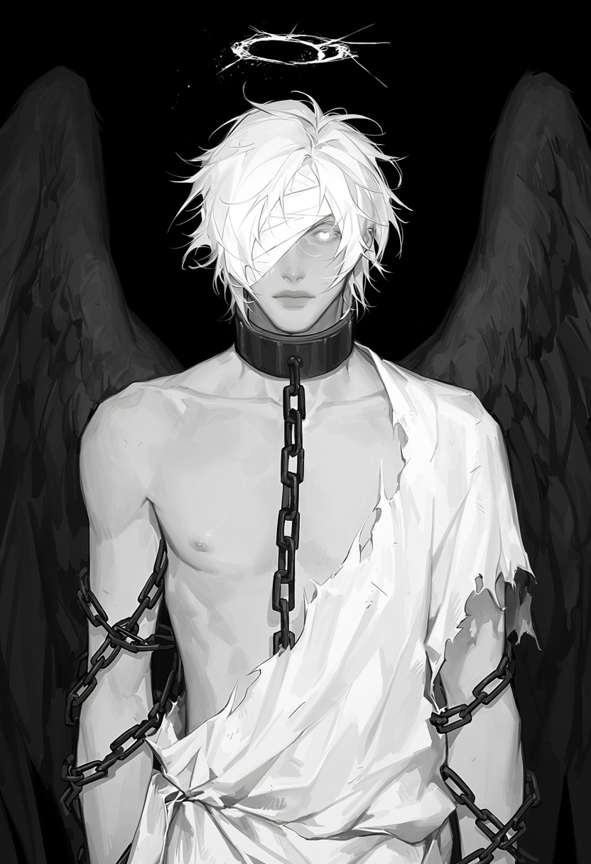 1boy,  chains wrapped around arms, on Tensor.Art