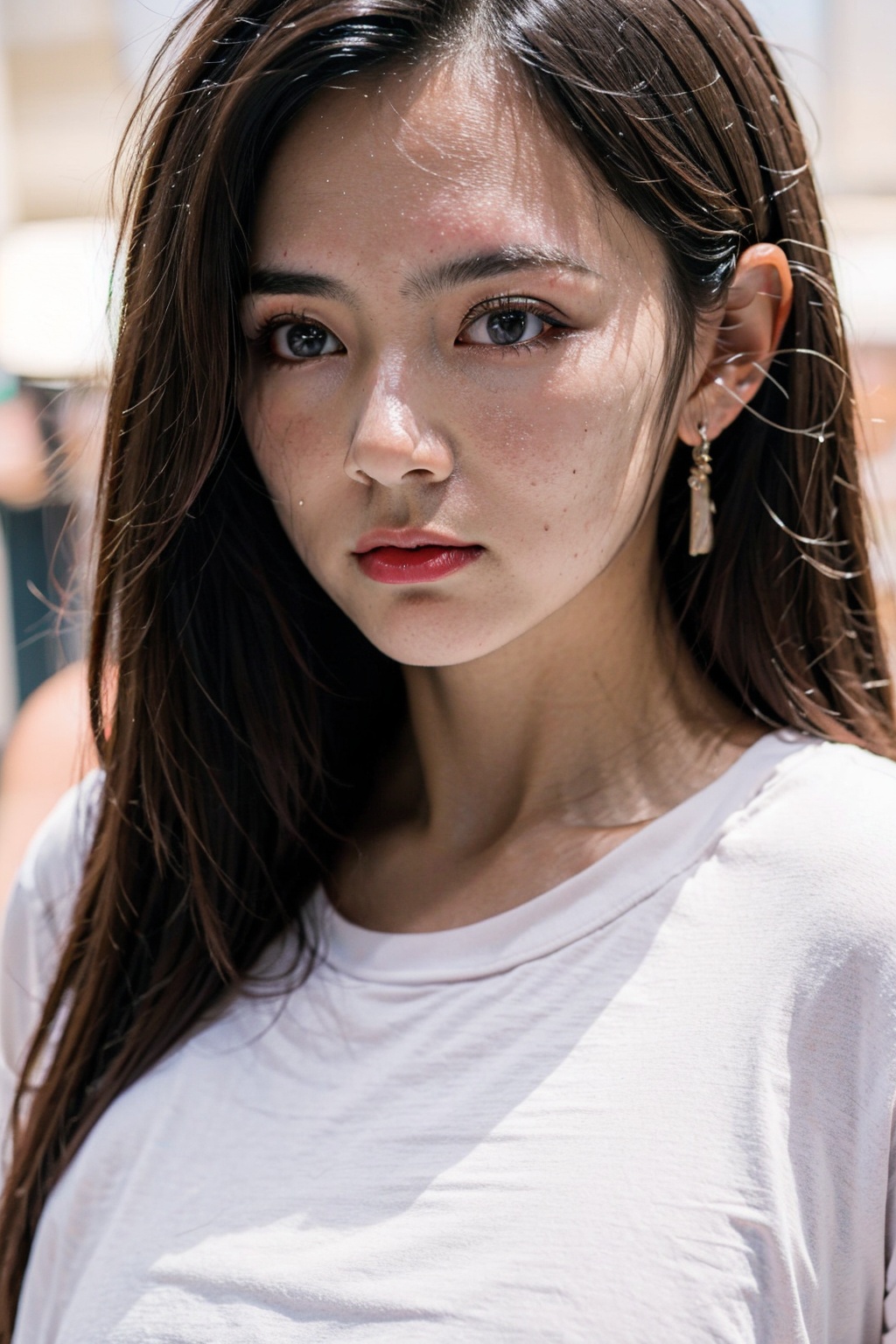 (masterpiece, top quality, best quality,aesthetics:1.2),ultra-detailed,1 girl,long hair,close up,(white tshirt:1.4),<lora:Again_Girl_A8:0.8>,<lora:freckle_slider_v1:1>,<lora:SkinTexture_B:0.6>,<lora:FilmVelvia3:0.5>,<lora:skin_slider_v10:1>,<lora:AgainMix_FrecklesSliders:1.5>,