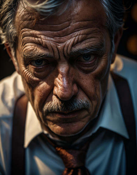 glamour portrait shot of sophisticated business man in sophisticated clothes,  ((overwhelming fatigue)),  old man on Tenso...