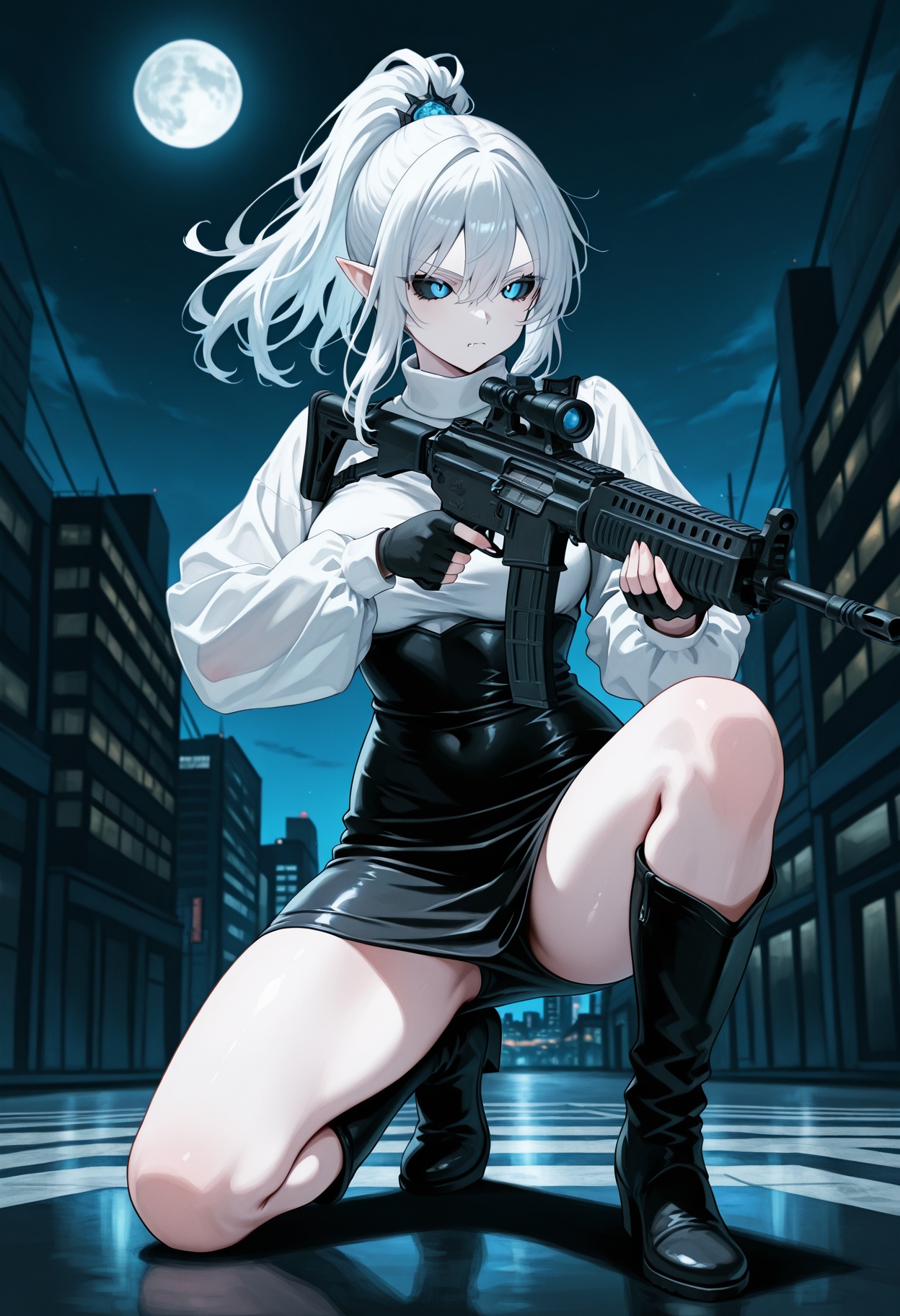 1girl,  pale skin,  white hair on Tensor.Art