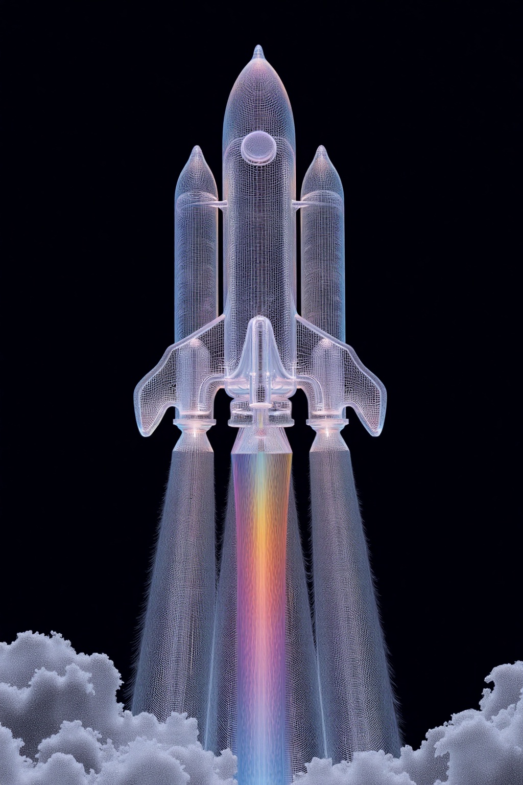 beijihui,Holographic toy rocket with fiery exhaust trail in space 