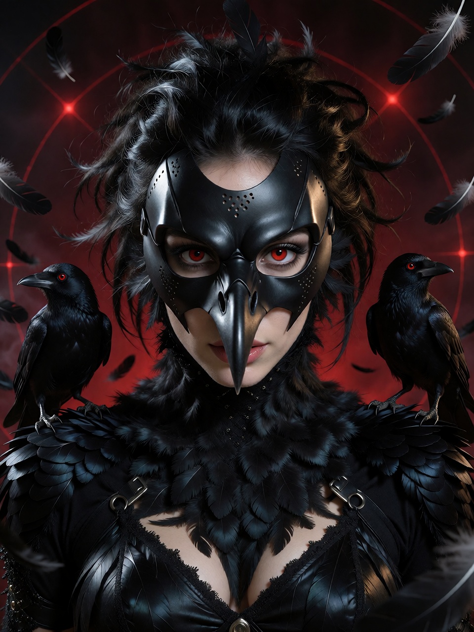 The Crow (from *The Crow* franchise) appears as a humanoid bird figure with avian features. The character has a large blac...