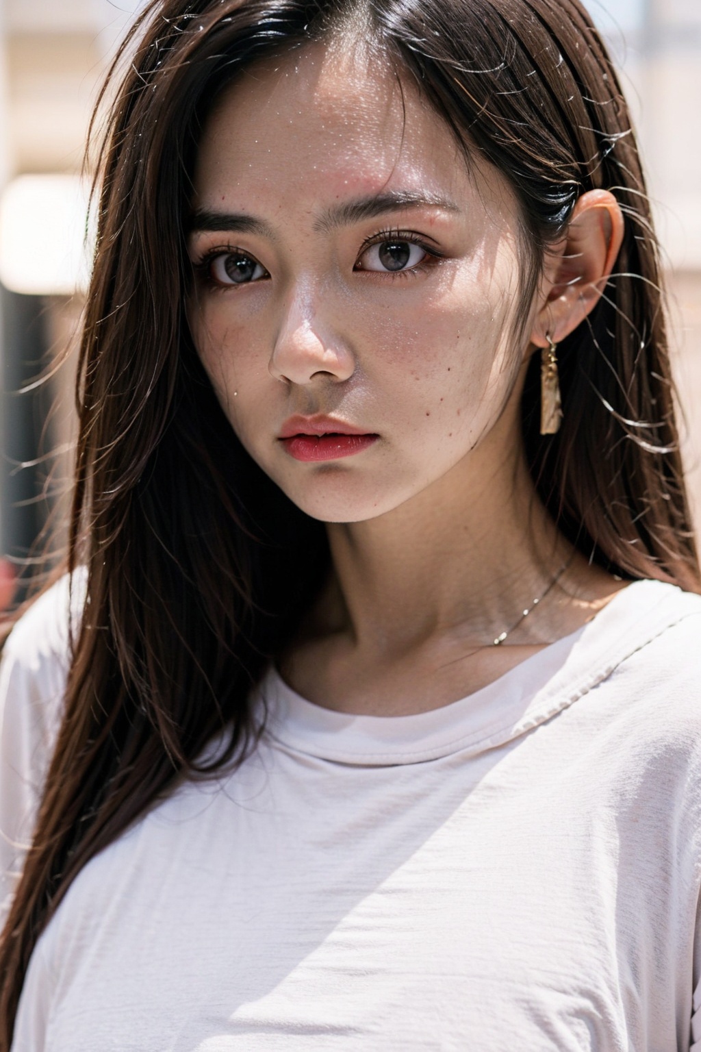 (masterpiece, top quality, best quality,aesthetics:1.2),ultra-detailed,1 girl,long hair,close up,(white tshirt:1.4),<lora:Again_Girl_A8:0.8>,<lora:freckle_slider_v1:1>,<lora:SkinTexture_B:0.6>,<lora:FilmVelvia3:0.5>,<lora:skin_slider_v10:1>,<lora:AgainMix_FrecklesSliders:1>,