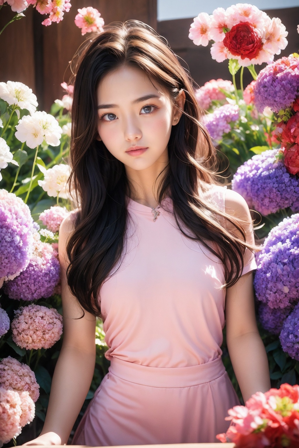 18 y.o girl,flower,<lora:Again_Style:1>