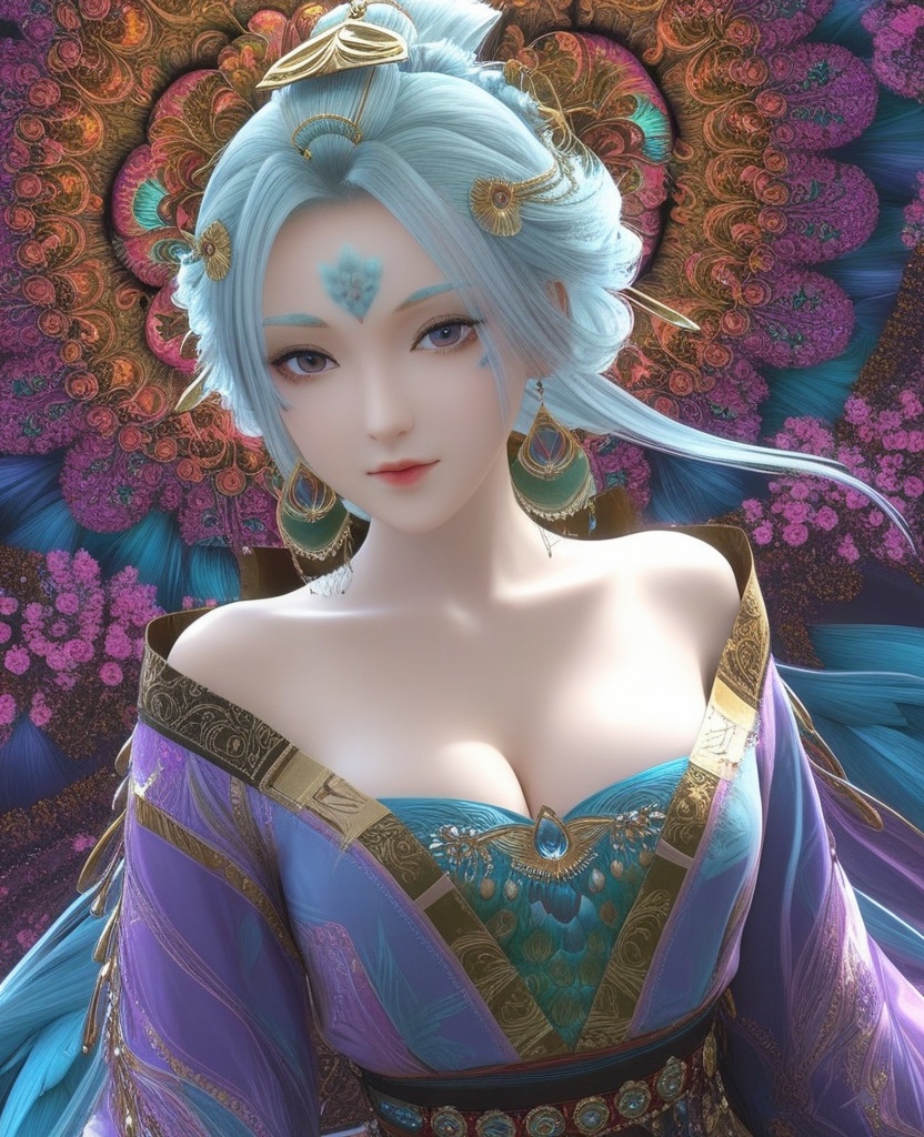 <lora:571-DA-XL-眷思量-奉眠:0.8>(,1girl, ,best quality, ),looking at viewer,,anime,(masterpiece, top quality, best quality, official art, beautiful and aesthetic:1.2), (1girl)	, , (cleavage),extreme detailed,(fractal art:1.3),colorful, flowers ,highest detailed,()    (cleavage), (),