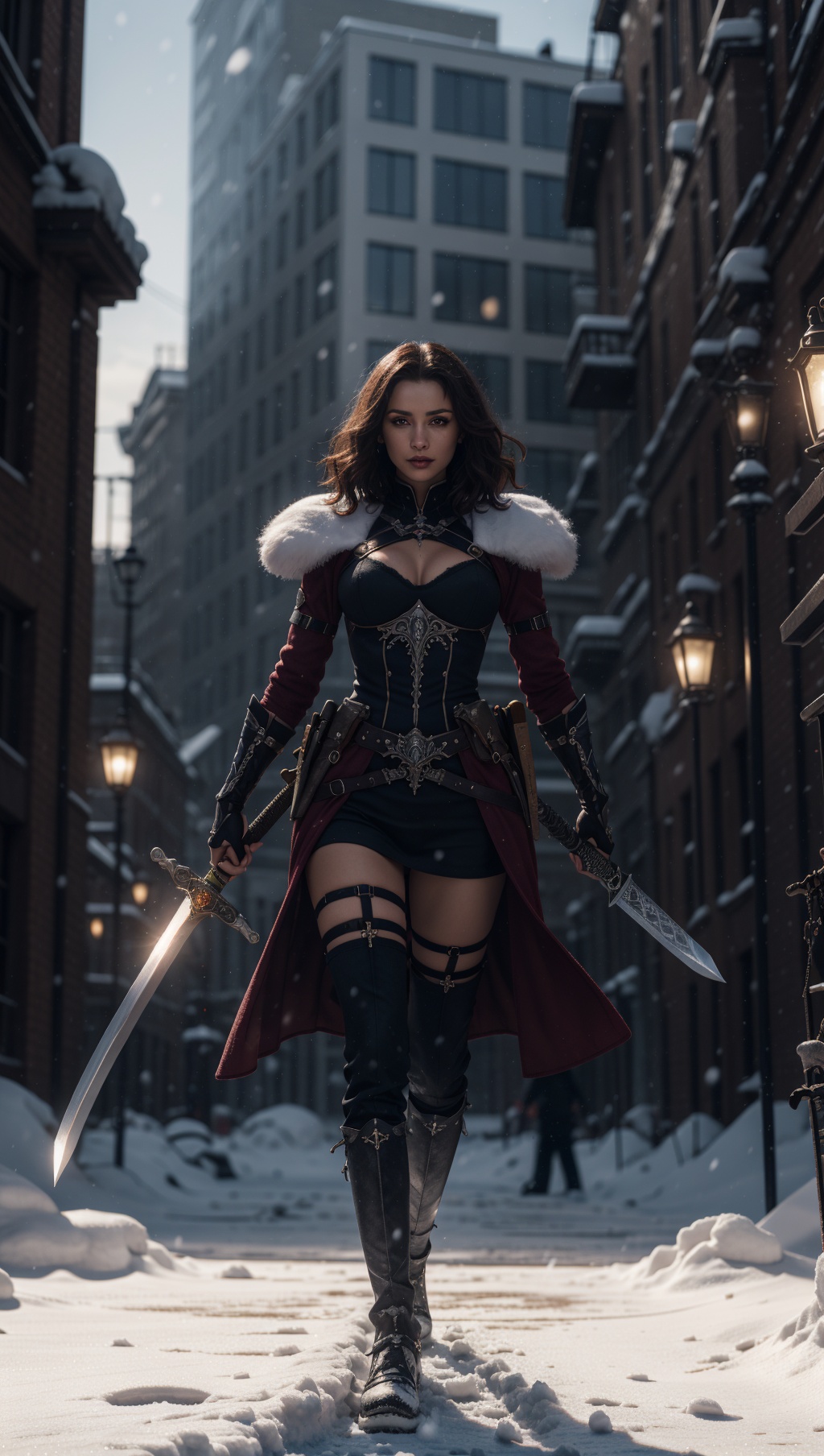 woman,  floating weapon,  multiple weapon on Tensor.Art