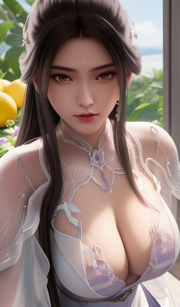 <lora:611-DA-诛仙-陆雪琪-V3:0.8>(,1girl, ,best quality, ),looking at viewer,  ,ultra detailed background,ultra detailed background,ultra realistic 8k cg, ,masterpiece, (( , )),,  fiction,mole, ultra realistic 8k cg, ,      , lemon blossoms,  (cleavage), (), ,,,