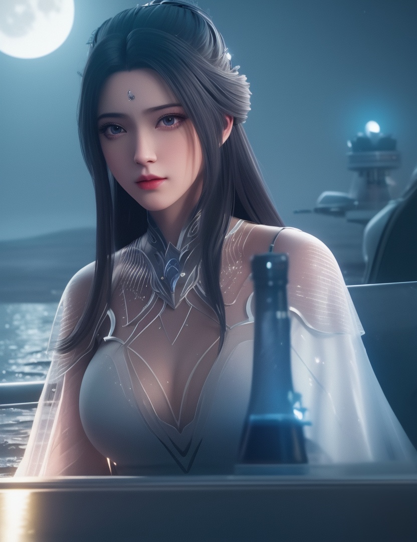 <lora:534-DA-诛仙第二季-陆雪琪-V2:0.8>(,1girl, ,best quality, ),looking at viewer,masterpiece, (( , )),, realistic,science fiction,mole, ultra realistic 8k cg, moonlight,full moon,