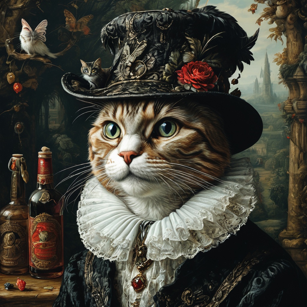 impactful paint of anthropomorphic cat ,  ,  highly detailed on Tensor.Art