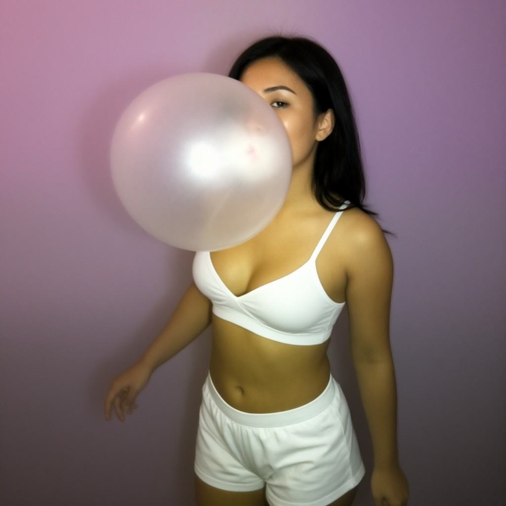 blowing bubblegum,  1girl,  solo on Tensor.Art