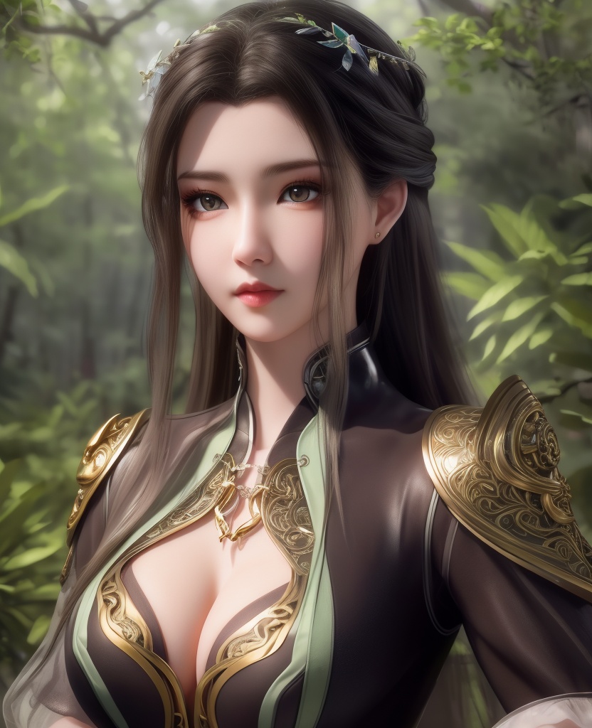 <lora:548-DA-师兄啊师克-碧霄:0.8>(,1girl, ,best quality, ),looking at viewer,  ,ultra detailed background,ultra detailed background,ultra realistic 8k cg,(masterpiece:1.2),(best quality:1.2),(ultra detailed:1.2),(official art:1.3),(beauty and aesthetics:0.8),detailed,(intricate:0.8),(highly detailed),(solo),delicate countenance,1girl,fancy,(glassy texture:1.2),(crush:1.2),8k,accessory,tattoo,(transparent:1.1),gown,energy encirclement,instant,in the twinkling of an eye,upper body,woman in a mythical forest, masterpiece, perfect face, intricate details, horror theme, raw photo, photo unp(cleavage),,
