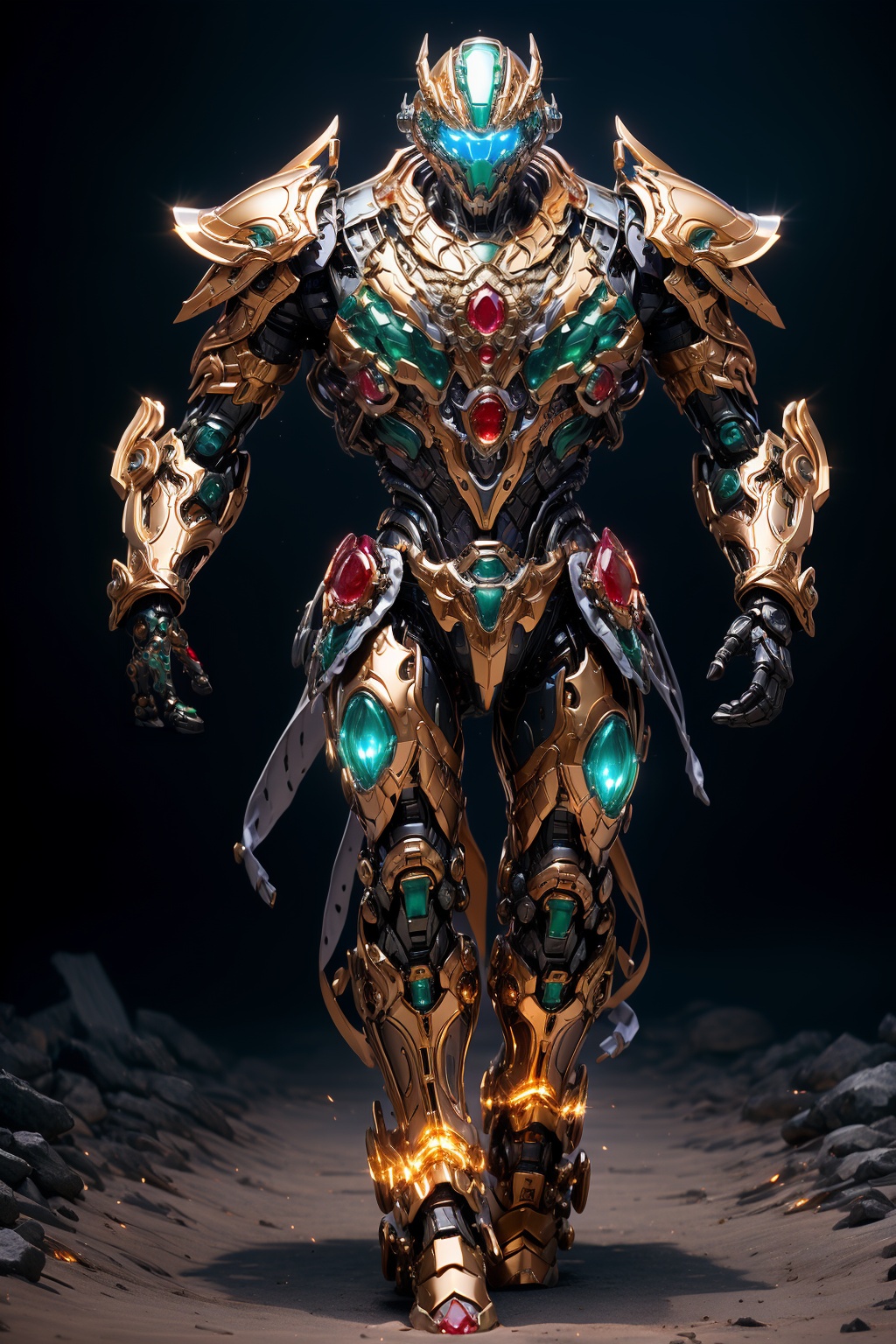hjyzbrobot,mecha,robot sleek and smooth helmet,sliver,glowing jade armor,masterpiece,best quality,(highly detailed),1boy,cyborg,(full body:1.2),day light,bright light,wide angle,shining sparks,walking,<lora:hjyzbrobot-000007:0.5>,<lora:hjyzb-000007:0.2>,<lora:hjyrobo5-000010:0.5>,(((ruby))),