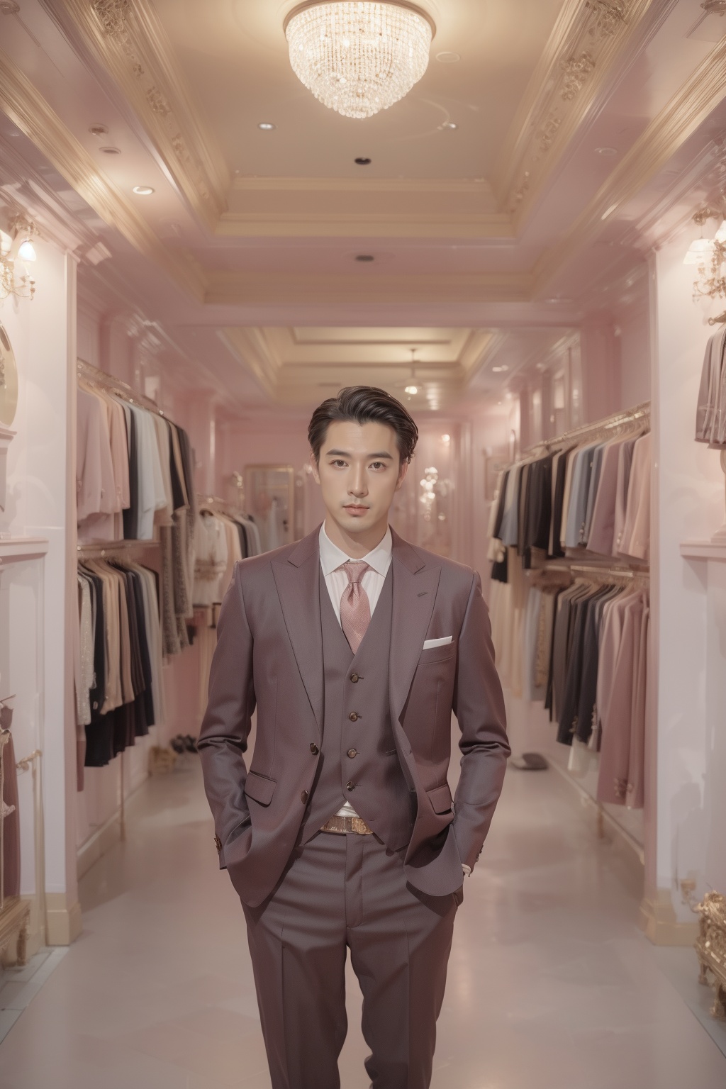 masterpiece,best quality,realistic,in summer,1man,handsome,breats,dark color suit<lora:Hyper-SD15-12steps-CFG-lora:1>,in a live room,fashion,looking at the viewer,pure and sweet,<lora:wes_anderson-000004:1>,by wes anderson,