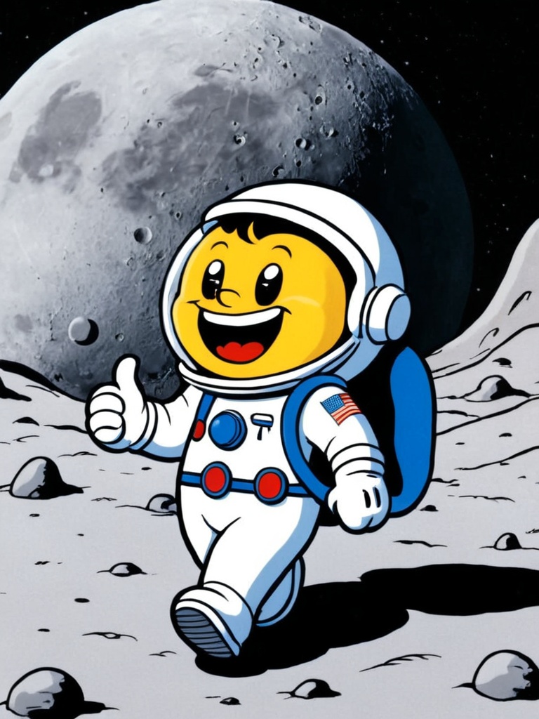 cartoon,  astronaut on the moon on Tensor.Art