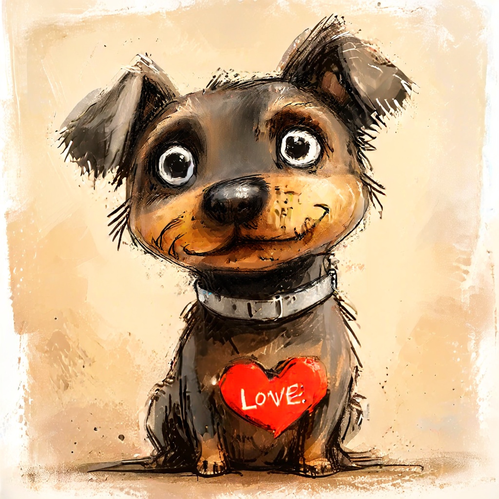 a chiweenie with a collar that says LOVE on Tensor.Art