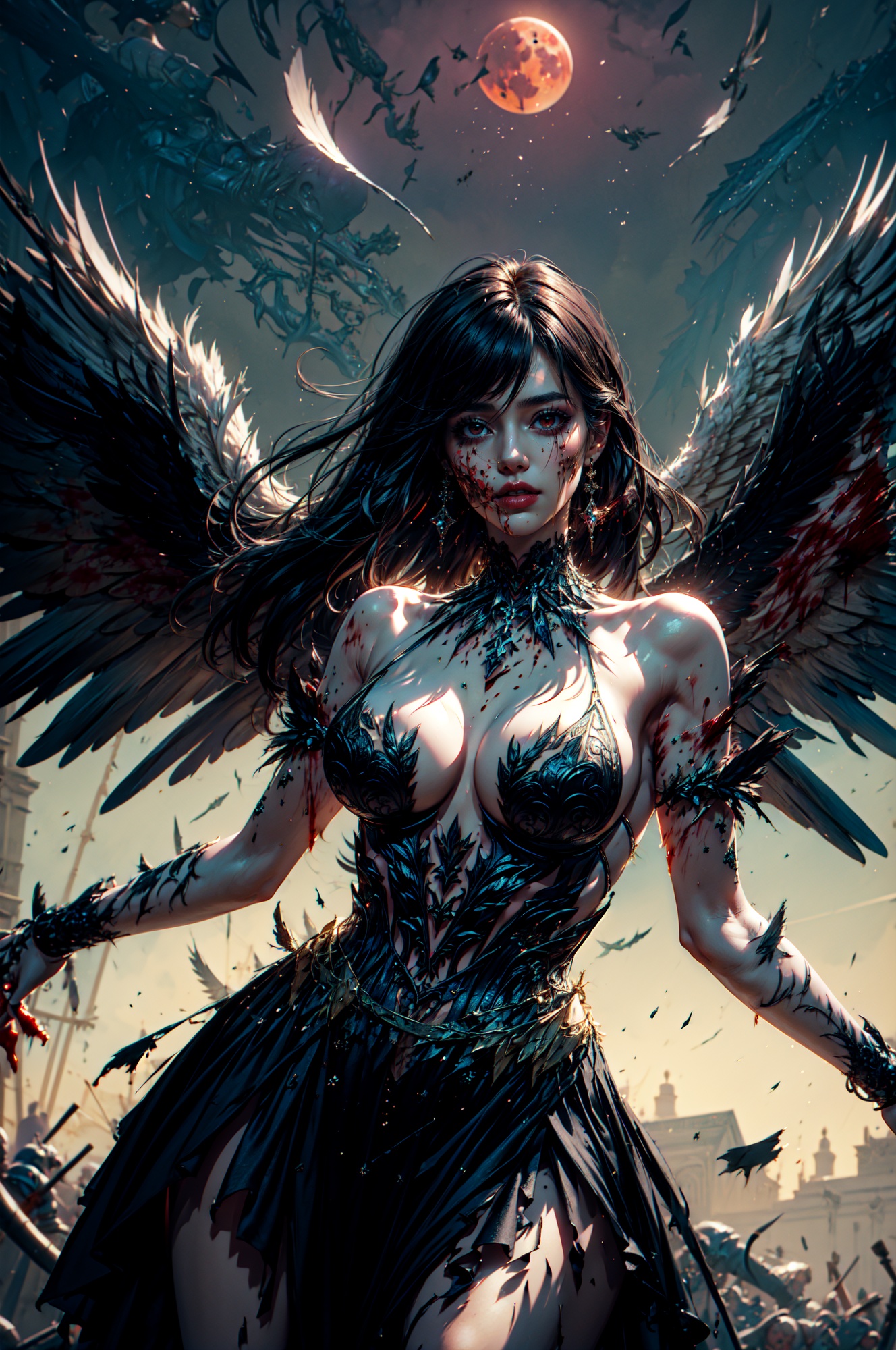 Stunning girl wearing a black LAstargalaxydress,  ,  hair moved by wind on Tensor.Art