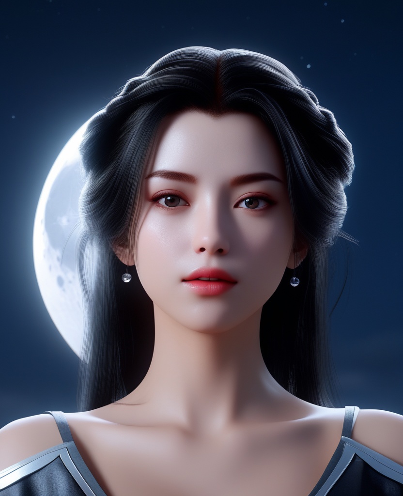 <lora:592-DA-XL-星辰变-姜立:0.8>(,1girl, ,best quality, ),looking at viewer,masterpiece, (( , )),, realistic,science fiction,mole, ultra realistic 8k cg, moonlight,full moon,