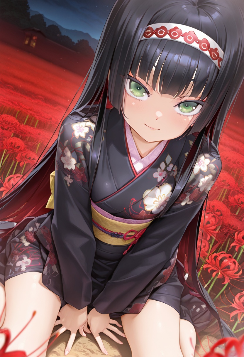 renge \(biman\),  black hair,  hime cut on Tensor.Art