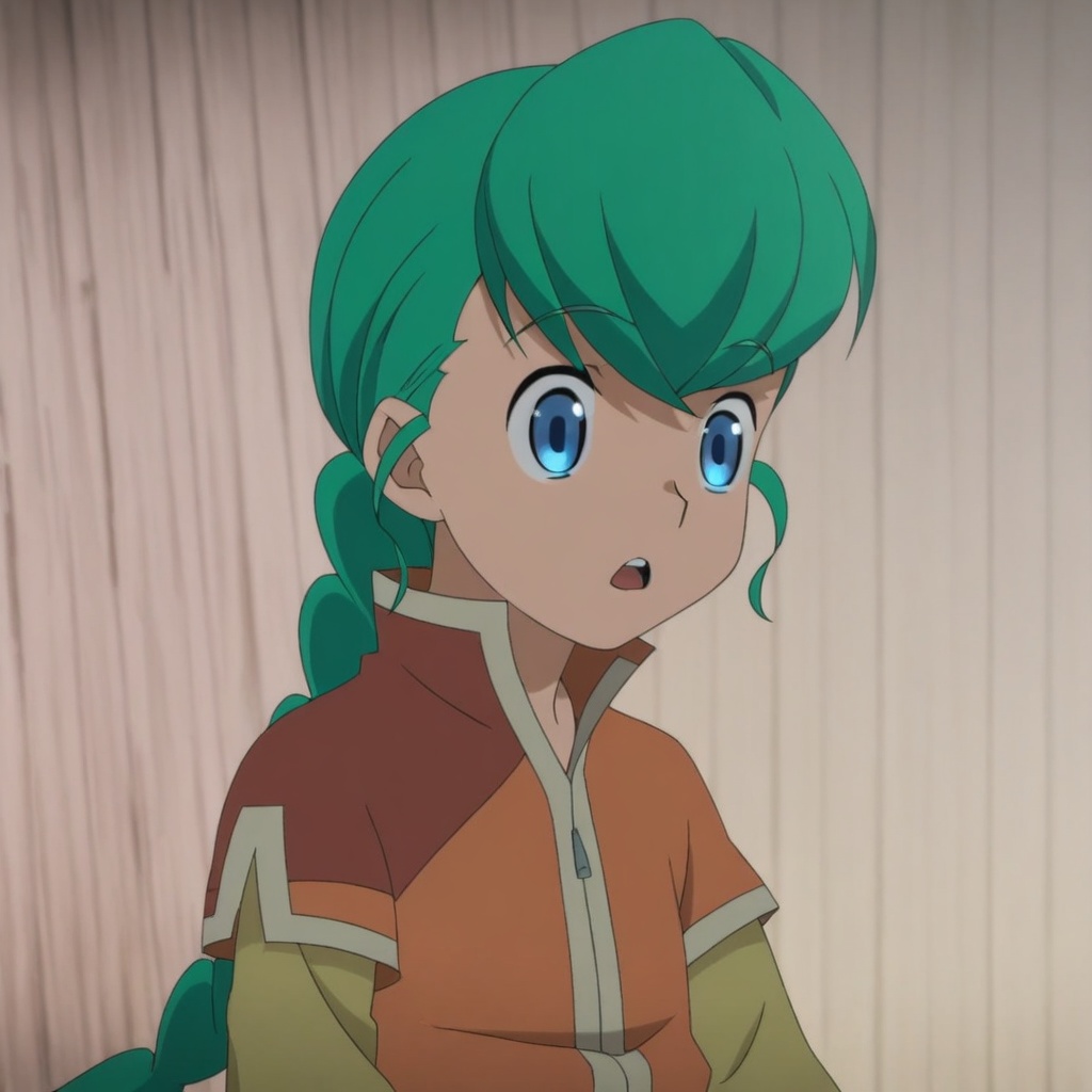 masterpiece,  best quality,  solo blue eyes green hair open mouth 1girl braid jacket anime coloring upper body long hair o...