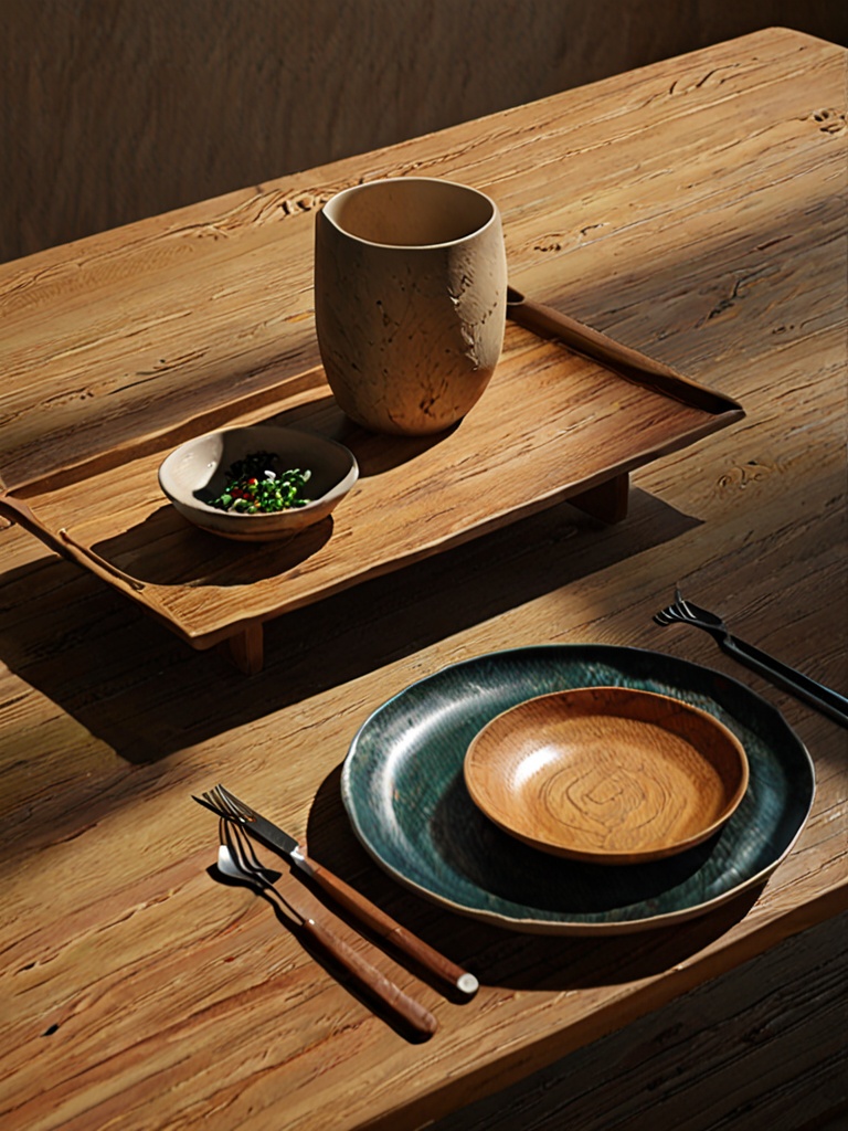 chanyi,table,no humans,cup,wooden table,shadow,plate,plant,杰作,8K,physics based rendering,realistic,<lora:chanyi 1.0-000008:0.8>,