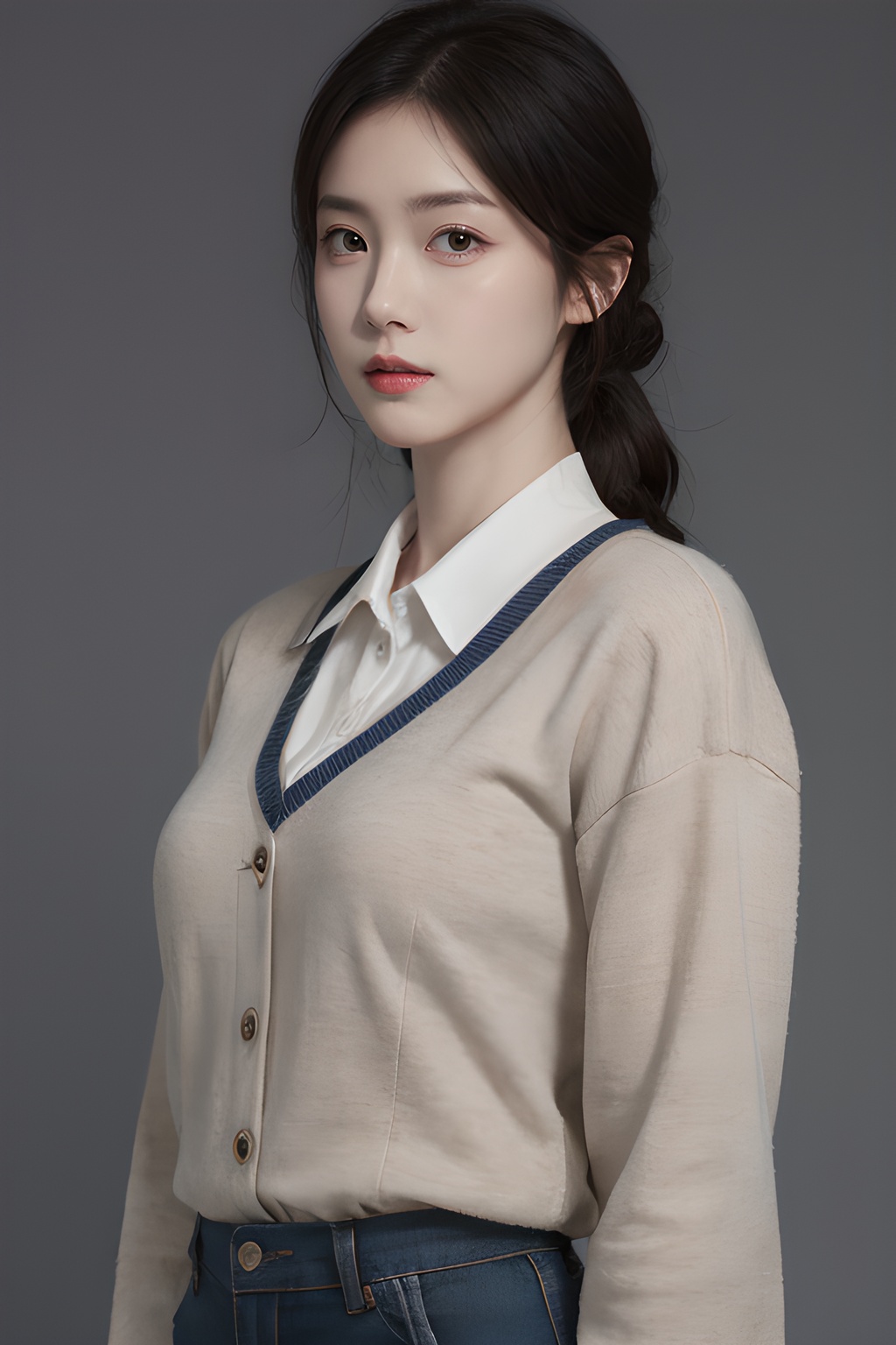<lora:0807_07:0.7>,simple background,aria_company_uniform,, 1girl,realistic,masterpiece, best quality, photorealistic, HDR,detail