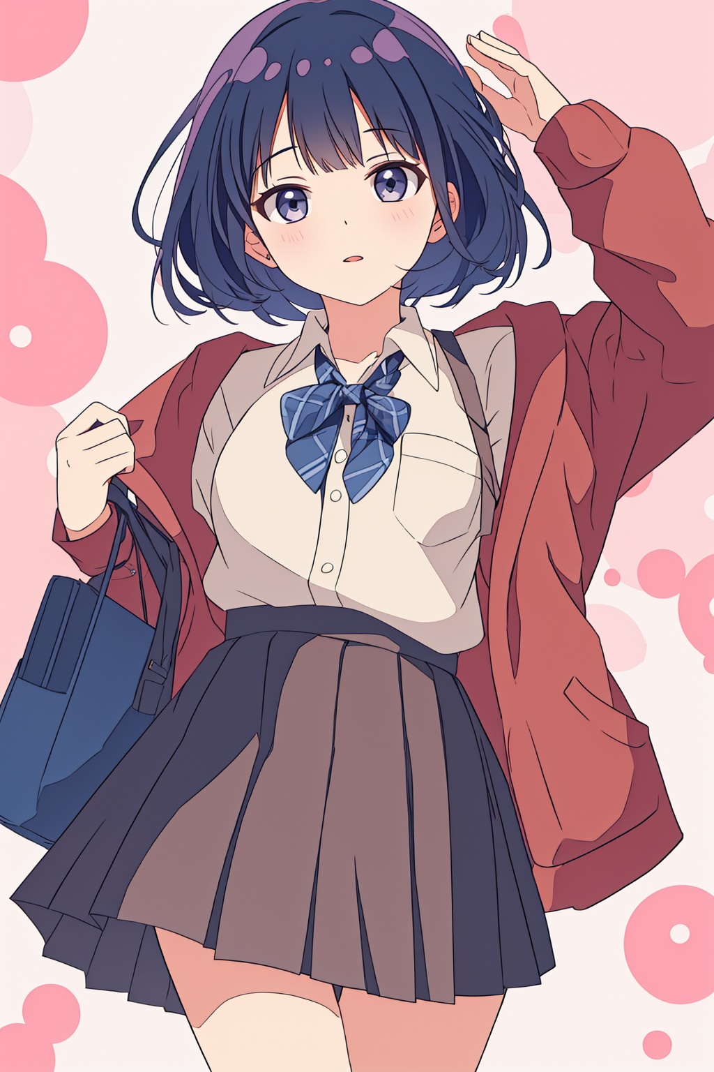 1girl,pleated skirt,