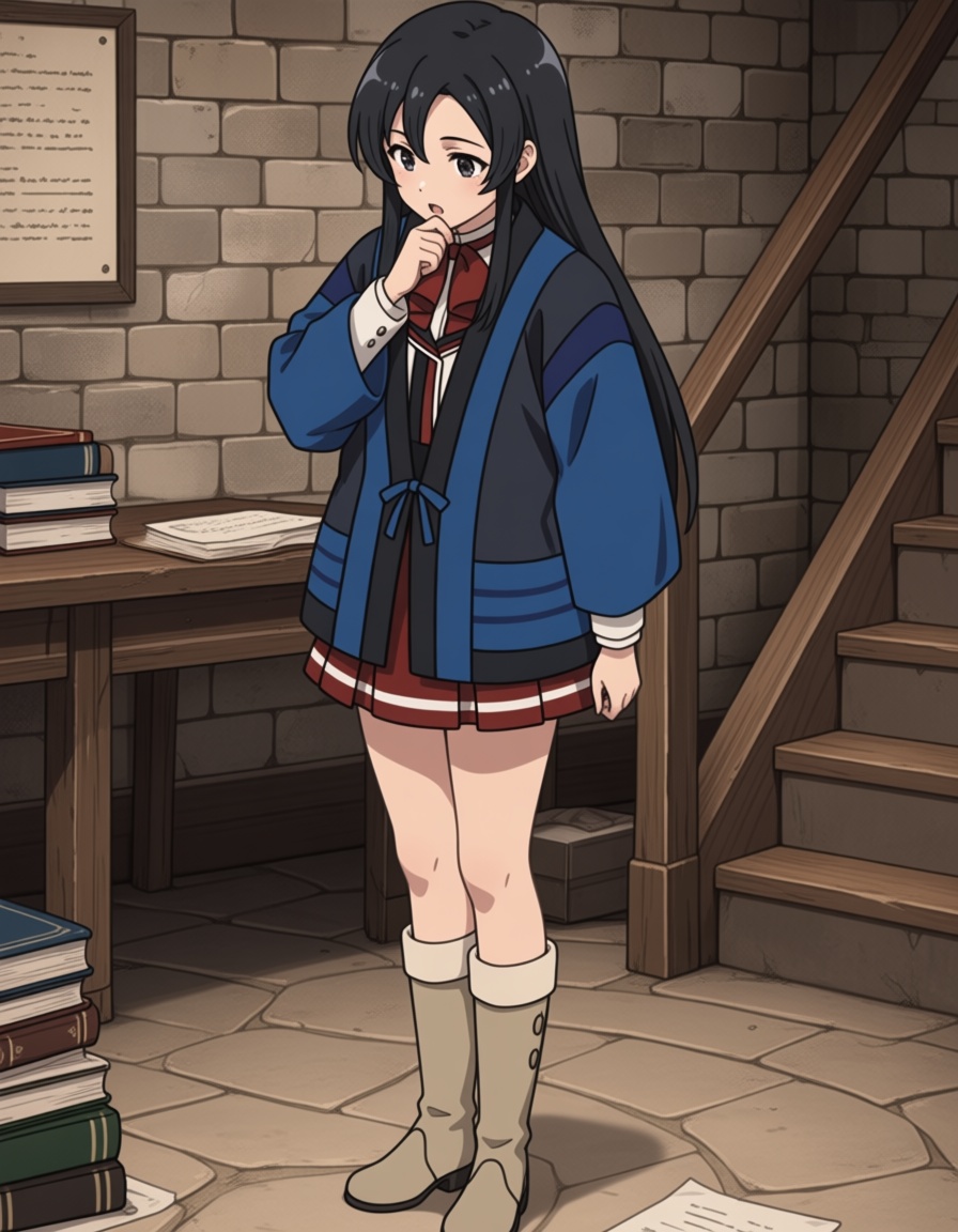 shizuka nanahoshi (mushoku tensei),  long hair,  black hair on Tensor.Art