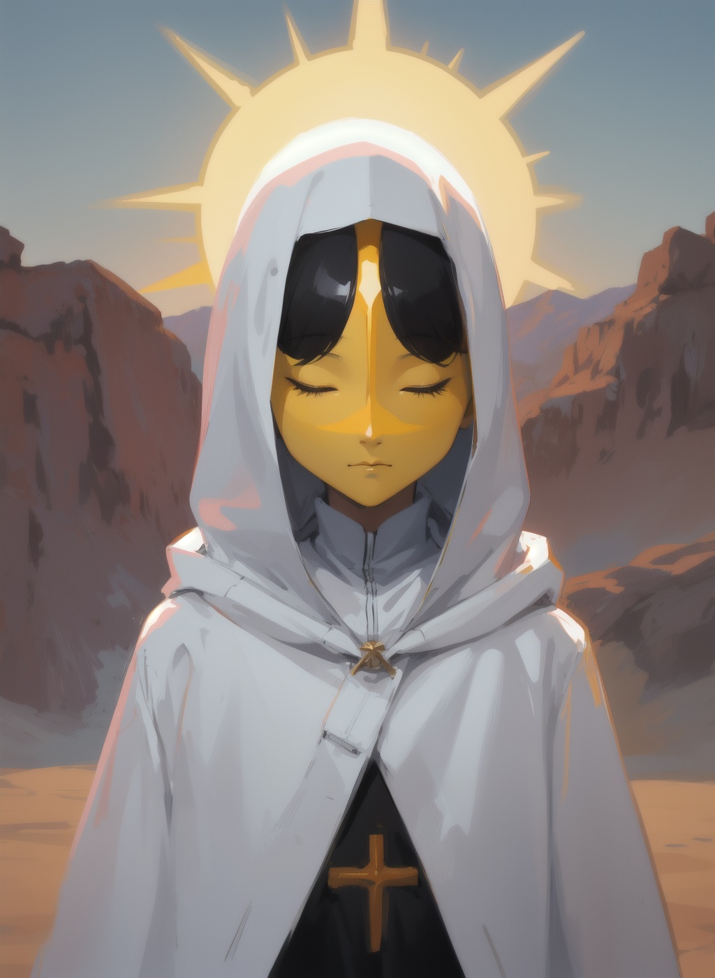 Priest of the sun. wearing a sun mask. on Tensor.Art