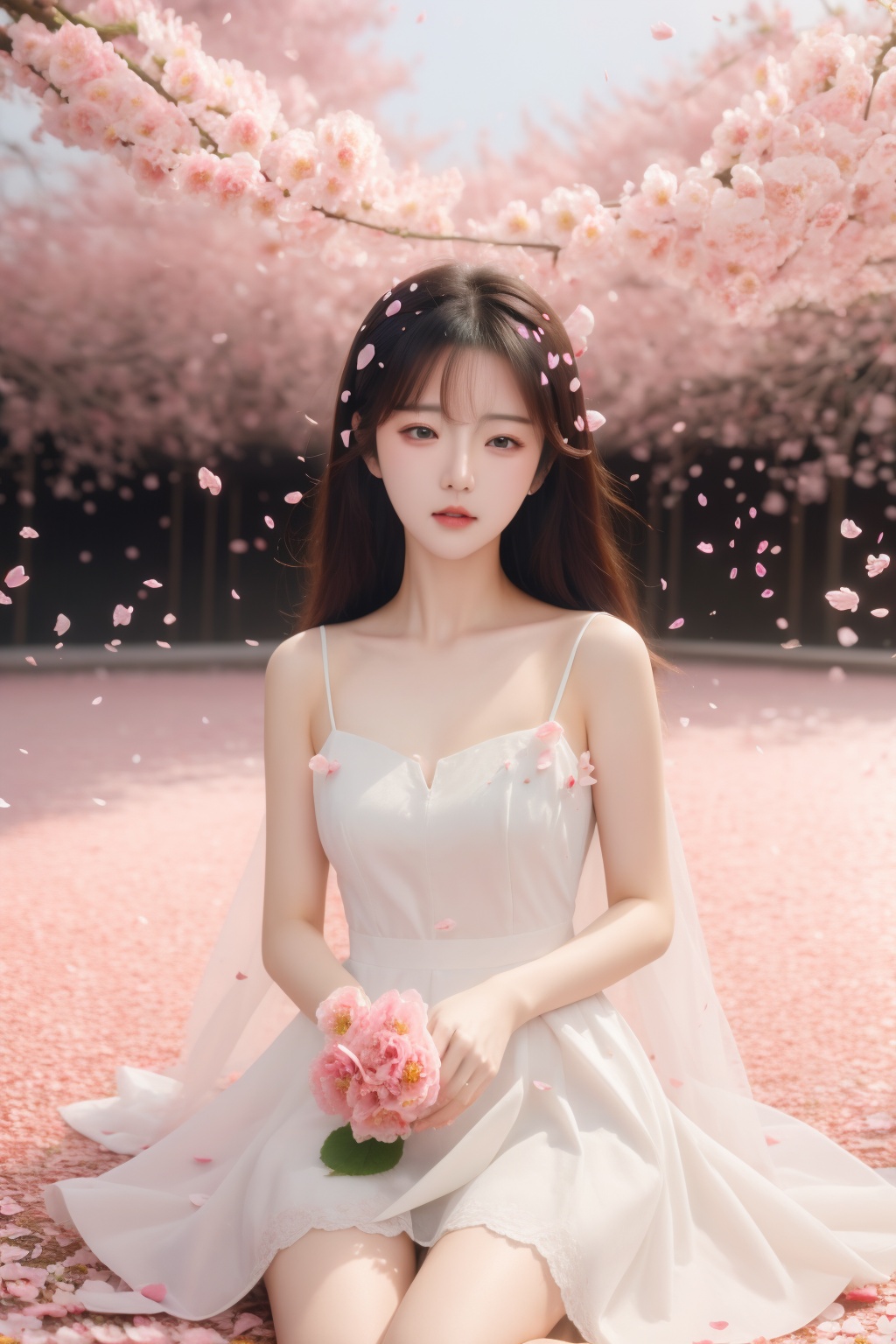 best quality,masterpiece,ultra high res,1girl,<lora:kong_落花飞舞:0.7>,falling petals,