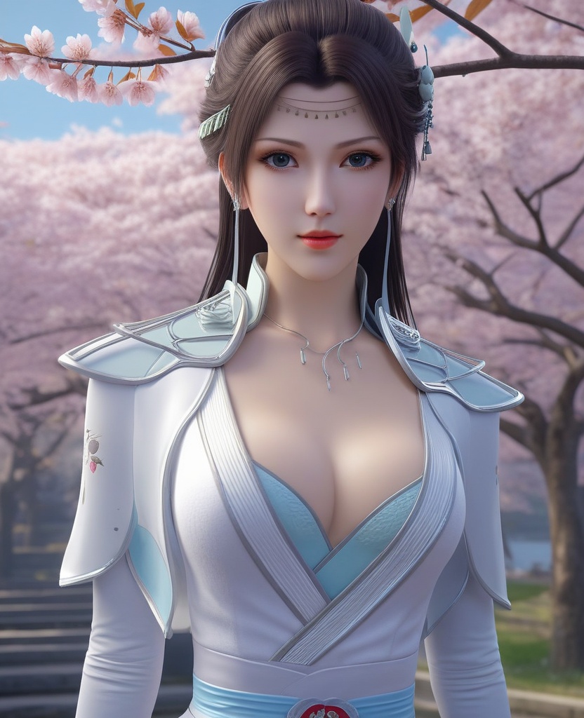<lora:576-DA-XL-斗破苍穹-云韵-白服:0.8>(,1girl, ,best quality, ),looking at viewer,  ,ultra detailed 8k cg,ultra detailed background,ultra realistic 8k cg, ,masterpiece, (( , )),, ,science fiction,mole, ultra realistic 8k cg, ,    ,(,cherry blossoms, autumn leaves,perfect cherry blossom,   ), (cleavage),