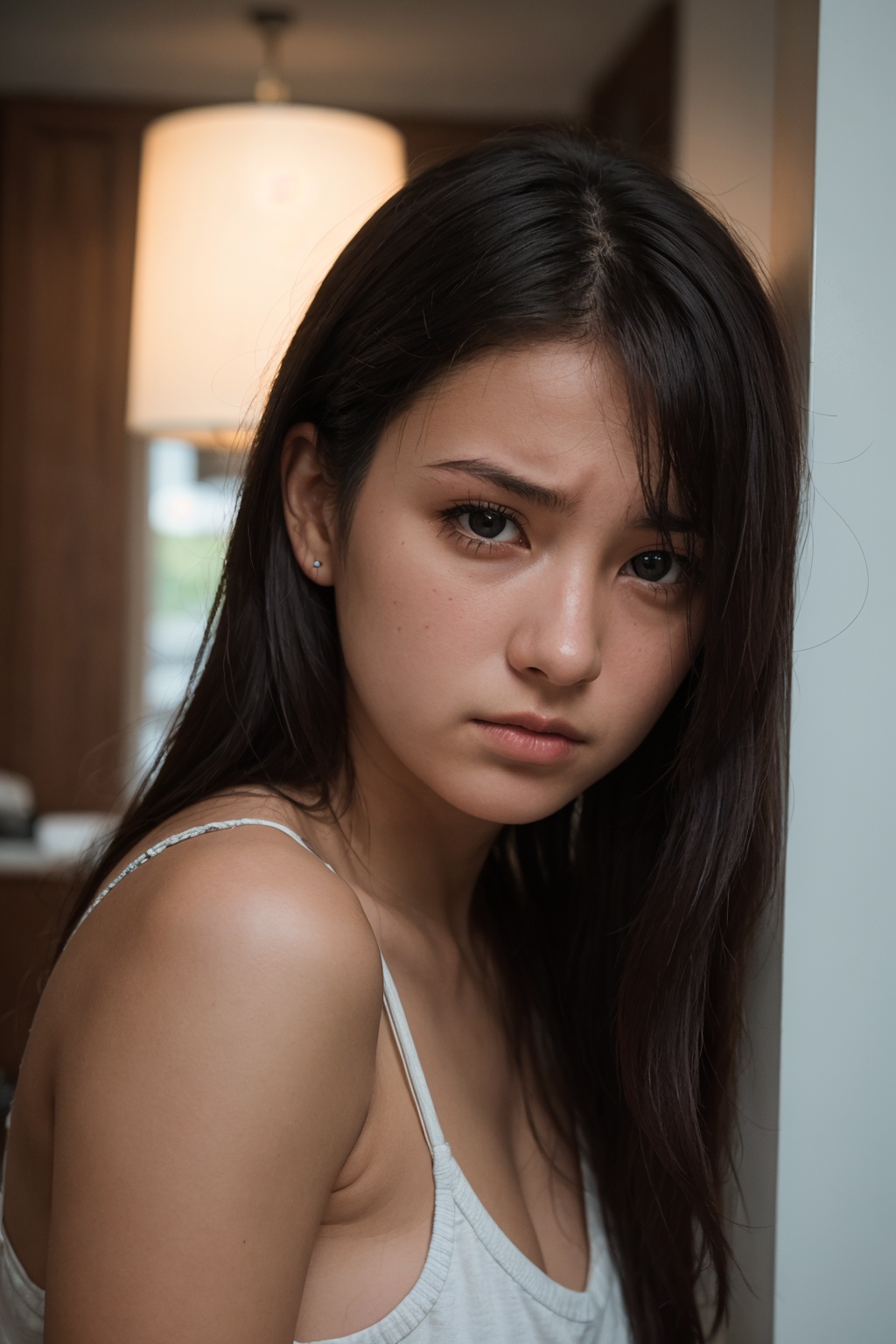 photo of a 18 year old girl,  upset,  facing viewer on Tensor.Art