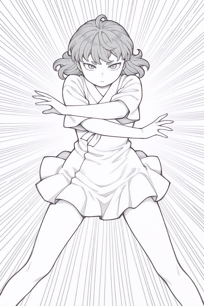 manga style,  linear_hatching,  1girl on Tensor.Art