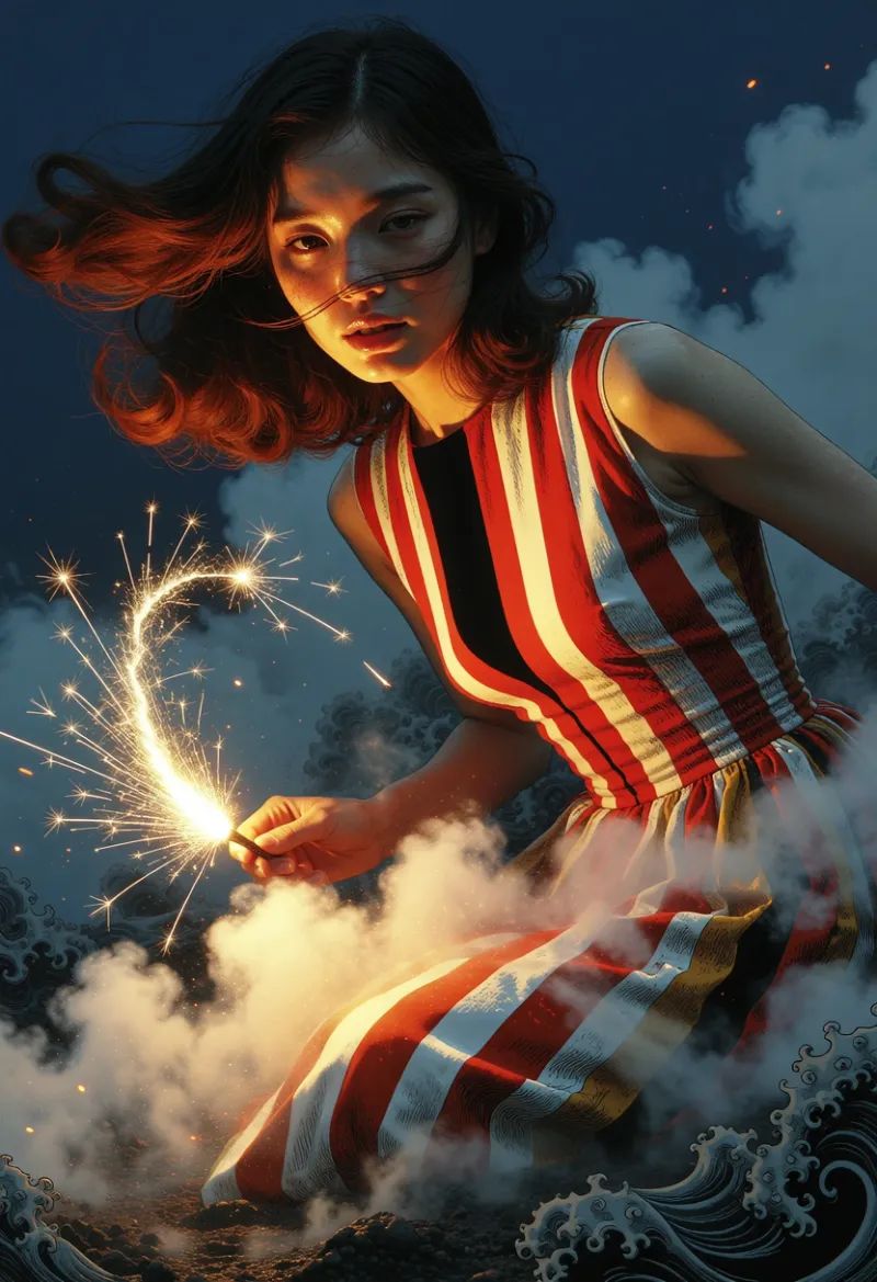 Linh,  a Vietnamese young woman,  is captured in a dynamic on Tensor.Art