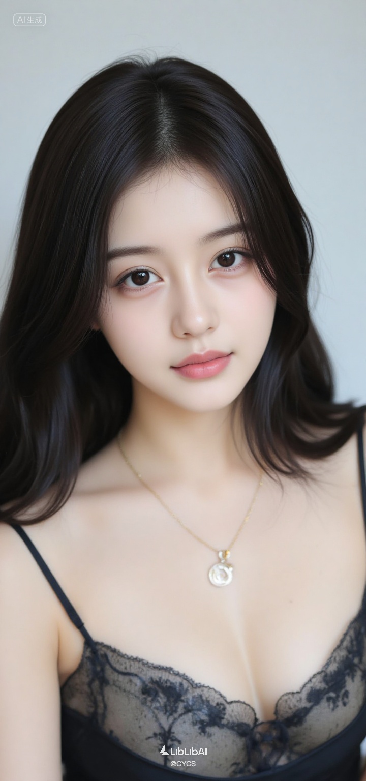 1girl,solo,realistic,looking at viewer,black hair,long hair,lips,upper body,closed mouth,bare shoulders,spaghetti strap,portrait,necklace,jewelry,(front view:1.2),, Negative prompt: ng_deepnegative_v1_75t,(badhandv4:1.2),EasyNegative,(worst quality:2),,nsfw, Steps: 20, Sampler: Euler, CFG scale: 3.5, Seed: 2496583931, Size: 720x1536, Model hash: 49fe535dad, Model: 星梦·电影&电视剧_Film_fp8.safetensors, Denoising strength: 0, RNG: CPU, Lora 1: F.1极致摄影-媚色知韵, Lora Hash 1: 2353764b7f, Lora Weight 1: 0.8, vae_name: automatic