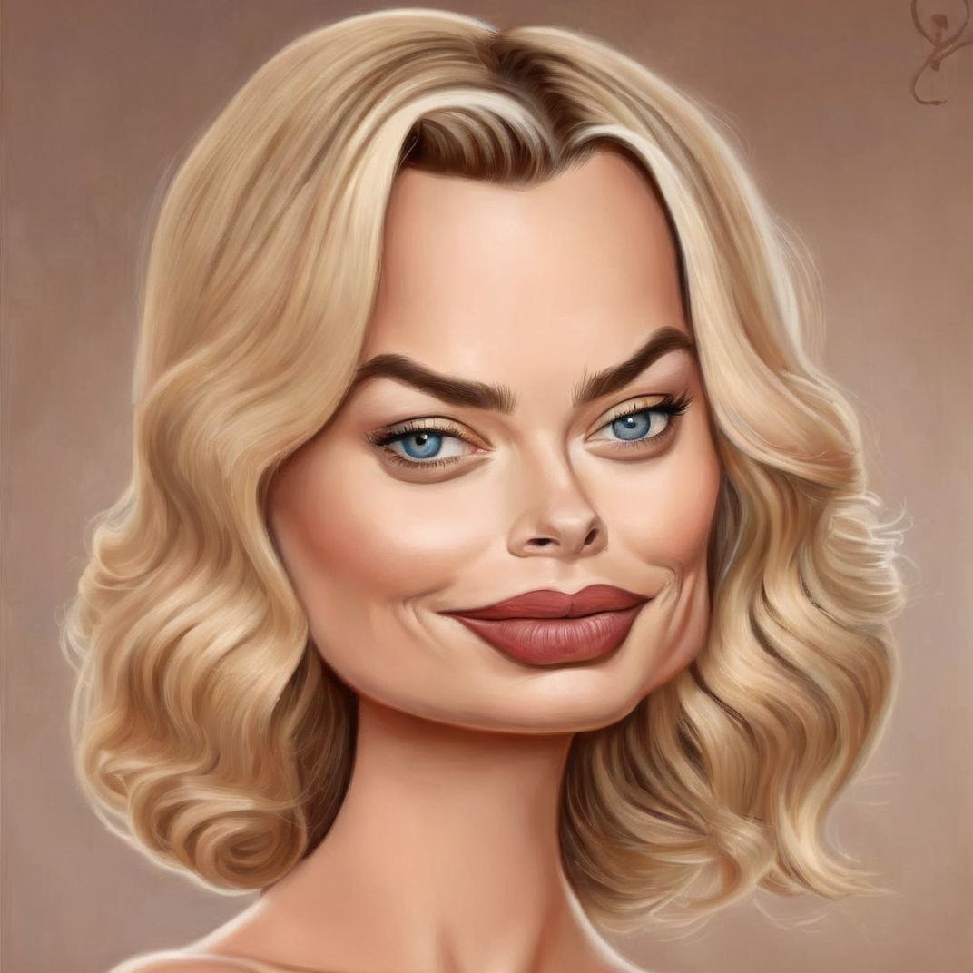 Margot Robbie Caricaturized ,  Very detailed,  clean on Tensor.Art