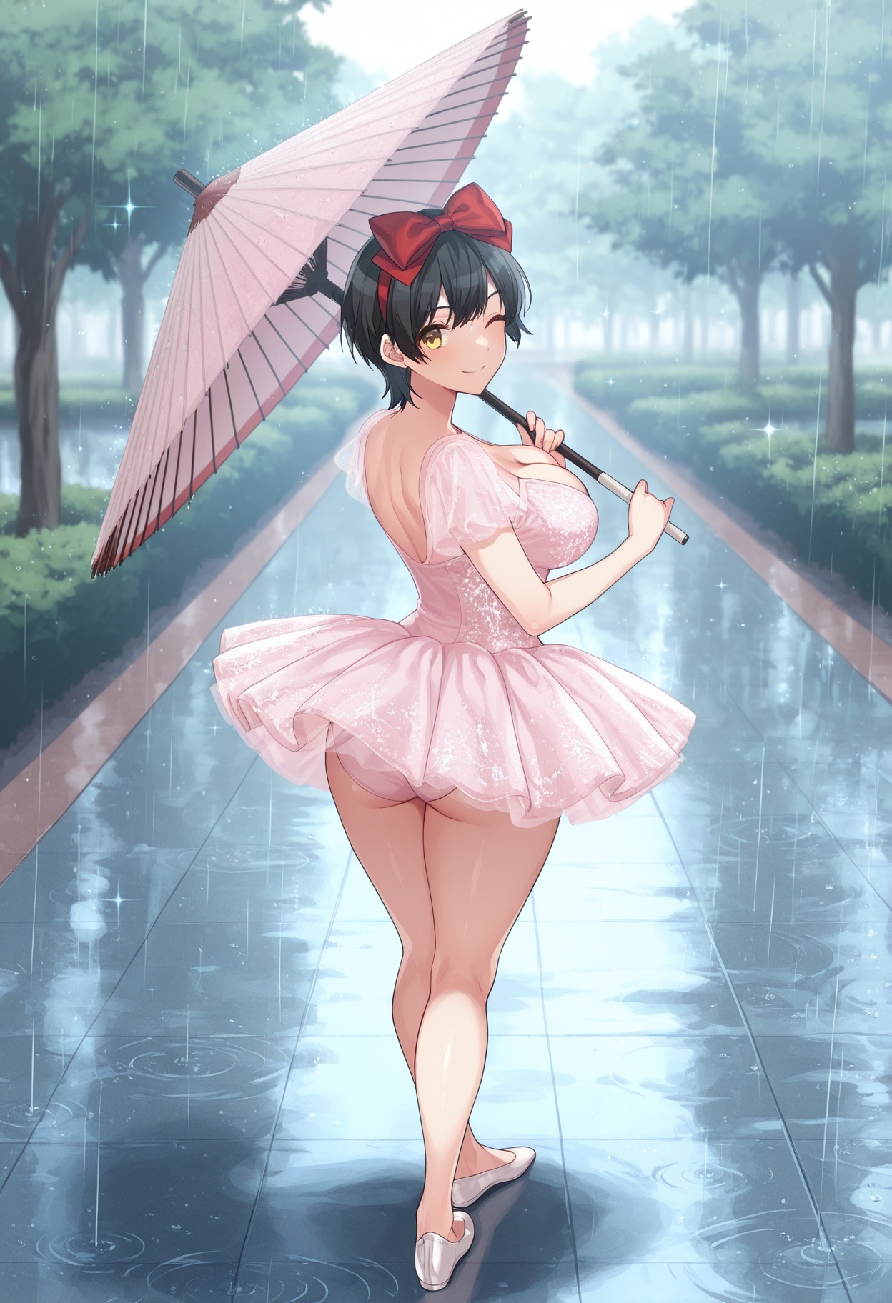 solo,  1girl,  black short hair on Tensor.Art