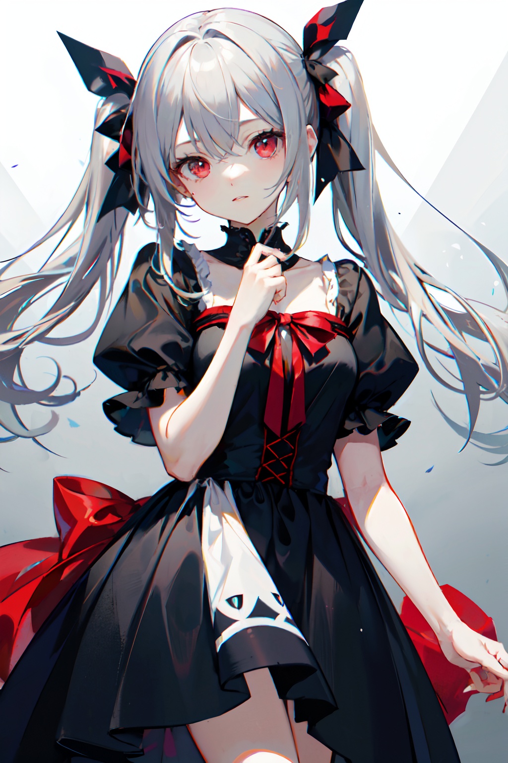 gray hair,  twintail,  red eyes on Tensor.Art