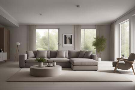 ((best quality)),((masterpiece)),((realistic)),living room,Modern minimalist Nordic style,Soft light,Pure picture,