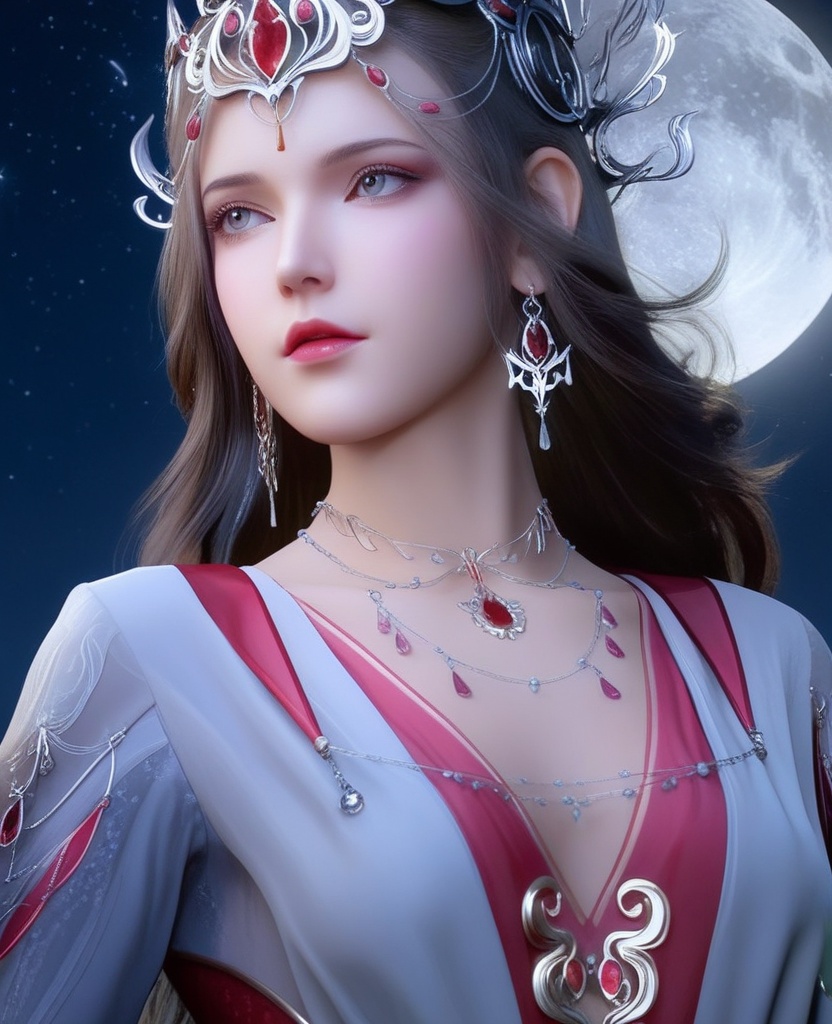 <lora:700-DA-XL-斗罗大陆-波赛西:0.8>(,1girl, ,best quality, ),looking at viewer,masterpiece(,1girl,night, starry sky, milky way,outdoors, full moon,  night sky, darkness,  world of darkness, , ) ,ultra realistic 8k cg,   clean, masterpiece,     (( , )),, , , prestige, luxury, jewelry, diamond, gold, pearl, gem, sapphire, ruby, emerald, intricate detail, delicate pattern, charming, alluring, seductive, erotic, enchanting, hair ornament, necklace, earrings, bracelet, armlet,halo((, )), (),
