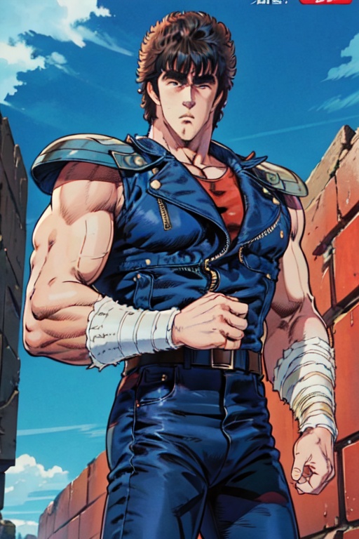 kenshirou,  black hair,  blue jacket on Tensor.Art