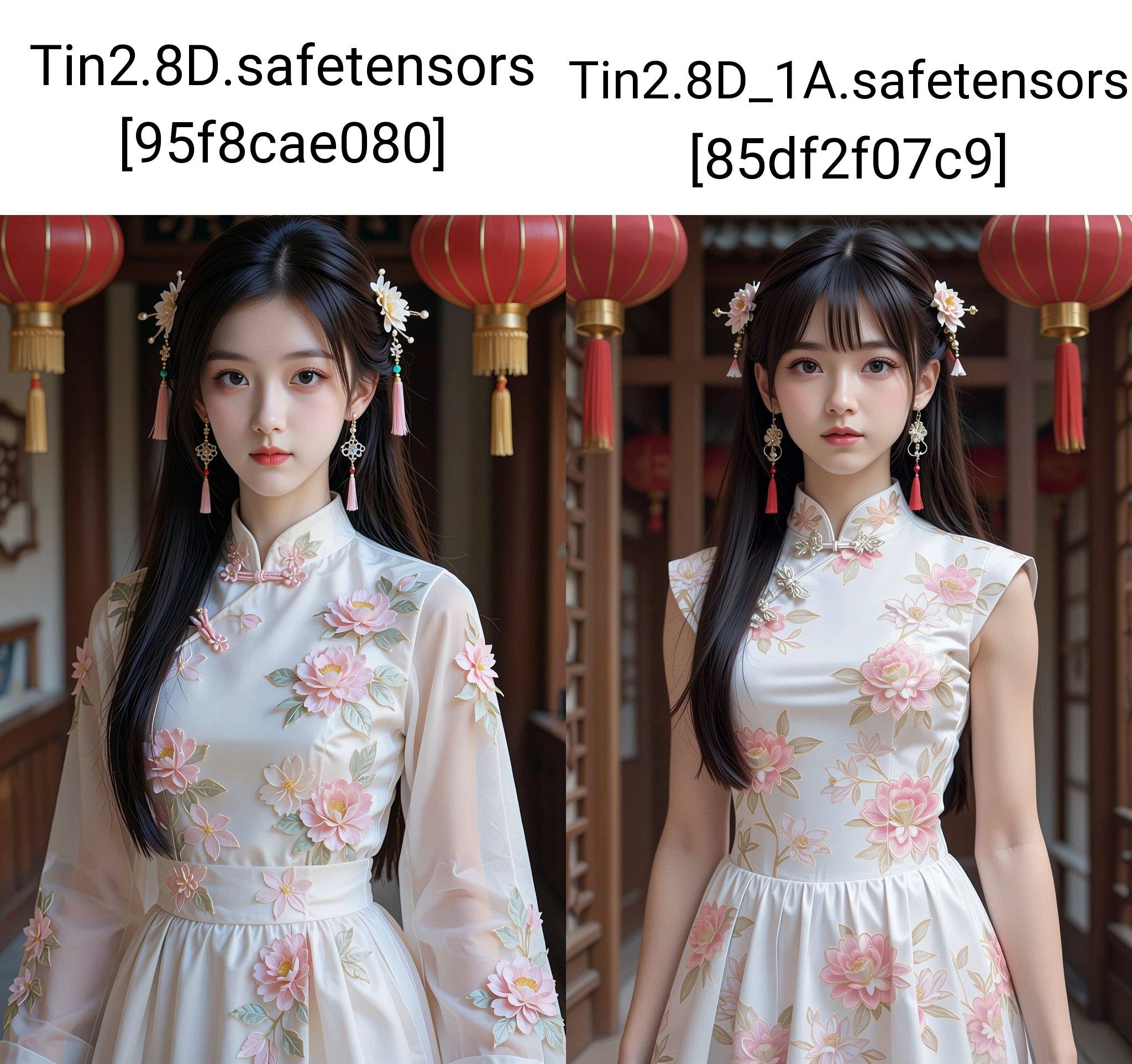 The image depicts a person with long,  straight black hair styled with two floral hairpins. They are wearing a traditional...
