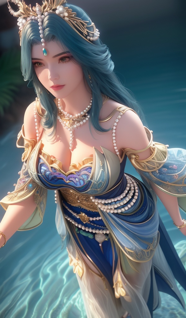 <lora:642-DA-完美世界-龙女:0.8>(,1girl, ,best quality, ),looking at viewer,  ,ultra detailed background,ultra detailed background,ultra realistic 8k cg,, ,masterpiece,((((1girl, solo,  , solo focus, ,walking on liquid, ))))    (cleavage), (), ,ultra realistic 8k cg,   clean, masterpiece,     cinematic lighting, cinematic bloom, , (( , )),,  , unreal, science fiction, luxury, jewelry, diamond, gold, pearl, gem, sapphire, ruby, emerald, intricate detail, delicate pattern, charming, alluring, seductive, erotic, enchanting, hair ornament, necklace, earrings, bracelet, armlet,,