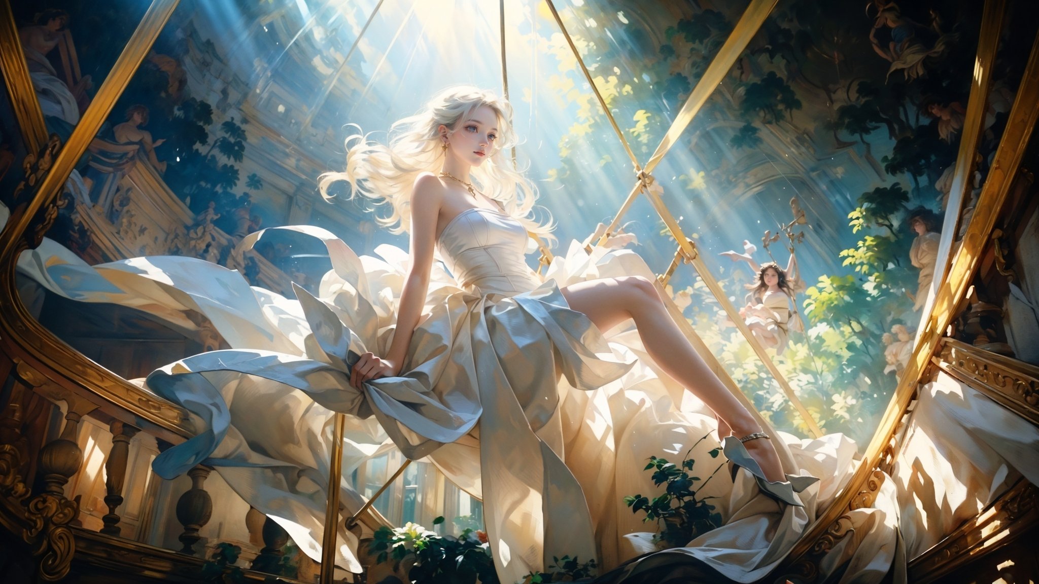 Low Angle shooting,  super wide lens,  Rococo style on Tensor.Art