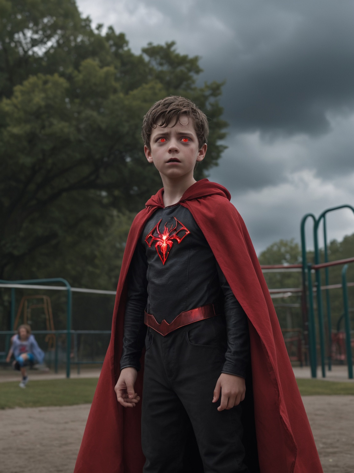(1boy),  A photo of a young evil superhero boy Brandon Breyer,  ((Brightburn)) on Tensor.Art
