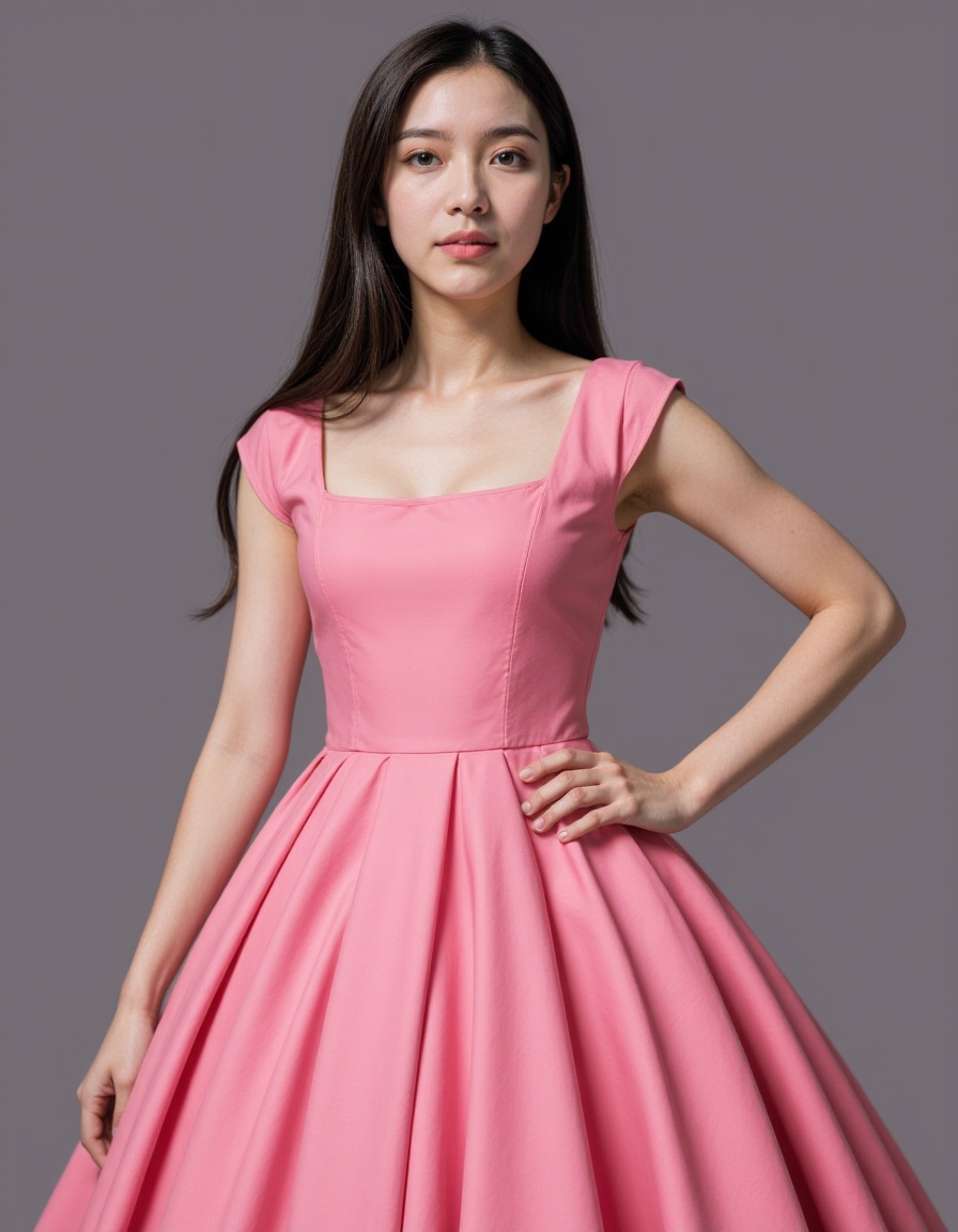 teenage,1girl,waist up,realistic,pink dress,