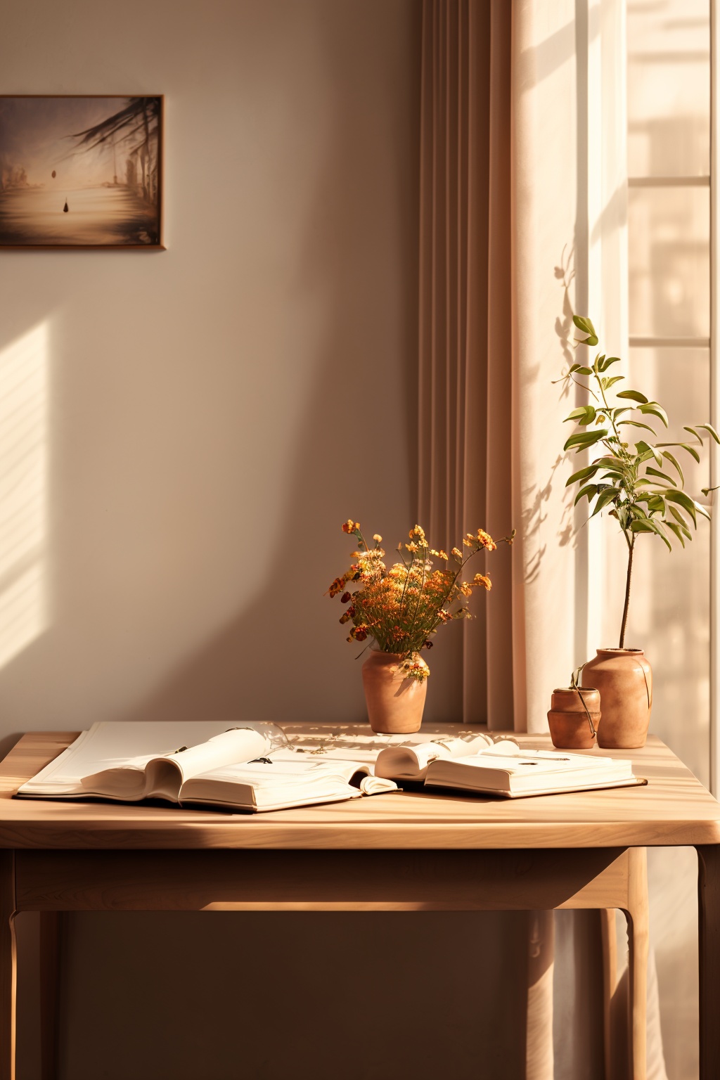 product photography,indoor,indoors,book,no humans,chair,table,scenery,desk,clock,potted plant,