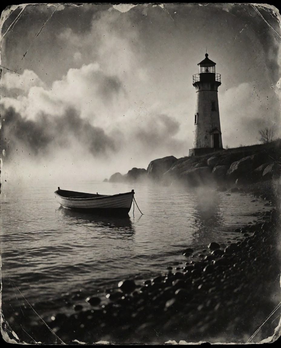 analog_feel,  a quiet,  aged coastal scene on Tensor.Art